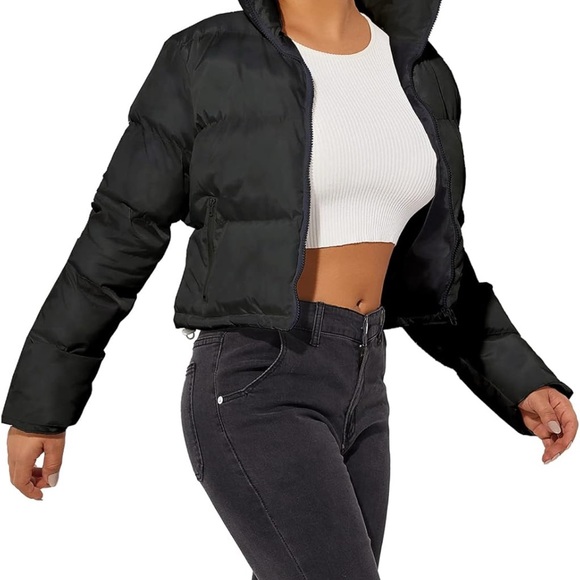 Women's Crop Short Jacket Cropped Puffer - Picture 3 of 6